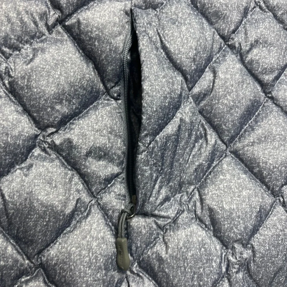Women's Small Gray Sparkle Quilted Down Puffer Jacket‎ Full Zip Pockets